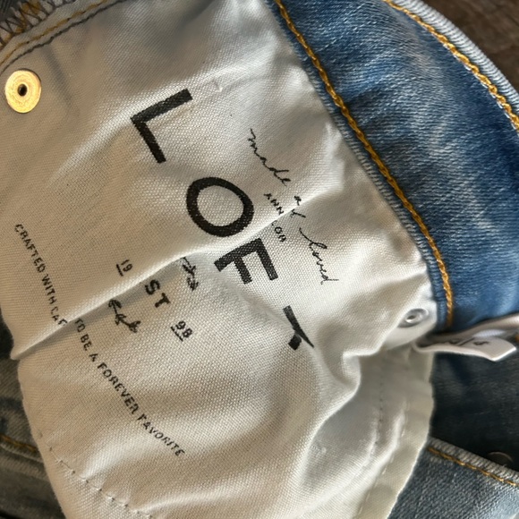 LOFT Blue Ankle Cropped Jeans with Frayed Hem - Picture 4 of 9